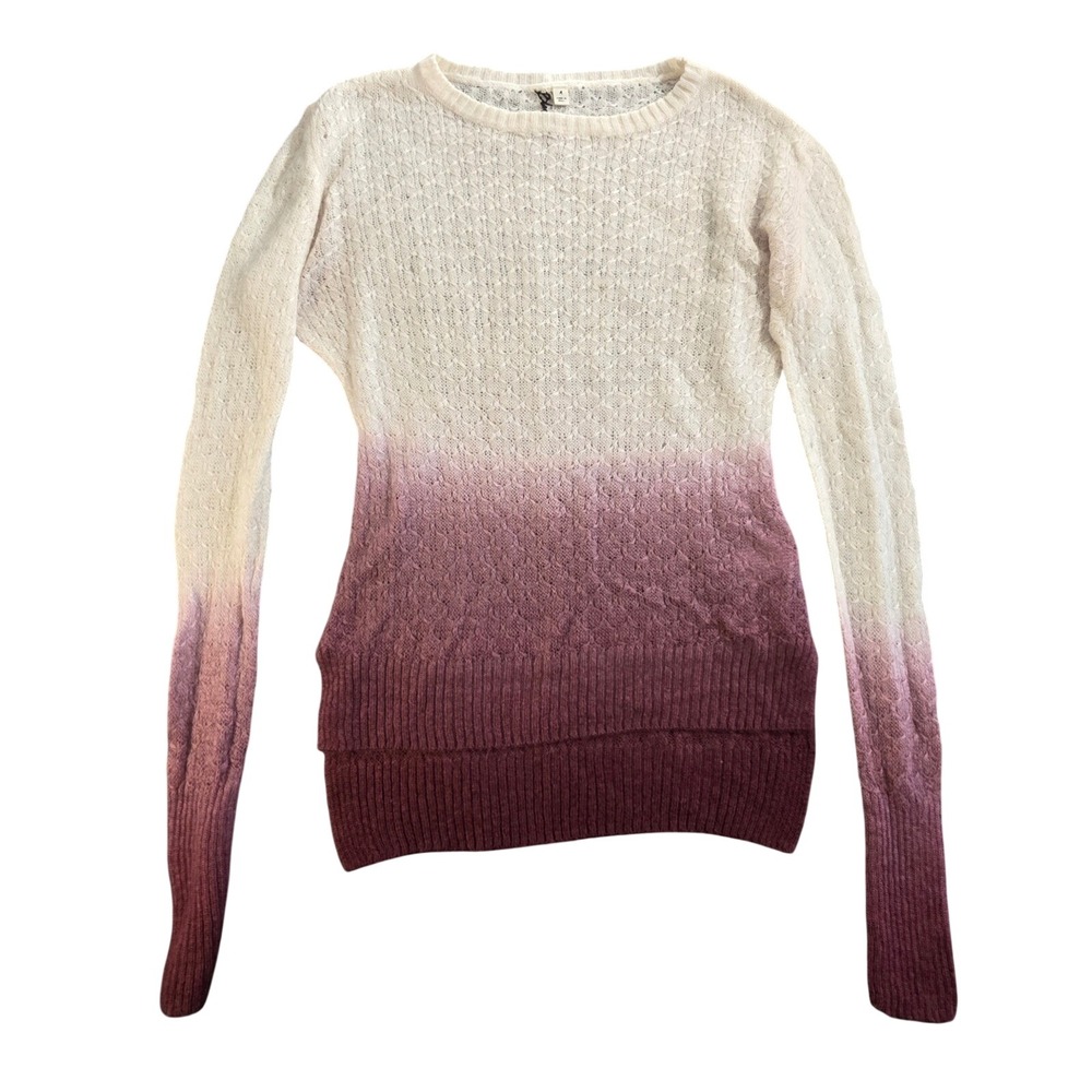 Black Swan Womens Ombre Knit Sweater Cream burgundy Crew Neck Medium BW133298